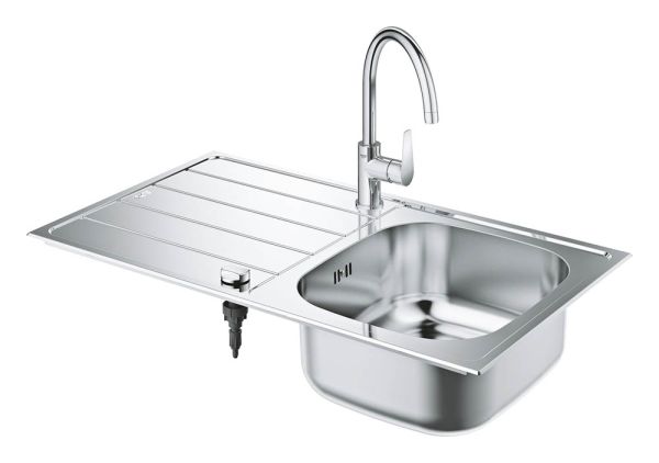 Grohe Bau Set aus Spüle und Küchenarmatur, edelstahl