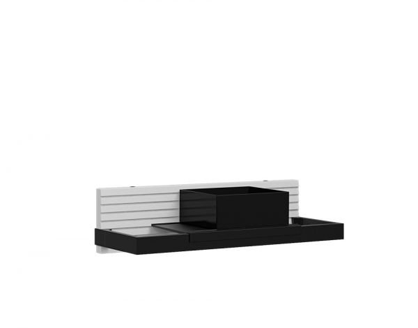 Burgbad Fiumo Wandboard 45cm mit Metallreling und Kunststoffbox in schwarz, Pliséefront