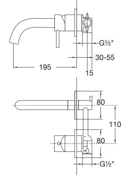 Steinberg Serie 100 Waschtisch-Wand-Einhebelmischer, Ausladung 195mm, chrom