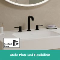 Vorschau: Hansgrohe Tecturis S 3-Loch Waschtischarmatur 150 mit Push-Open Ablaufgarnitur, schwarz matt