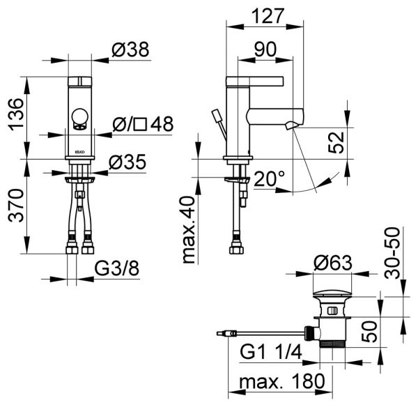 Keuco IXMO Pure Einhebel-Waschtischmischer mit Zugstange, chrom 59504011000_1