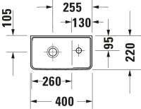 Vorschau: Duravit D-Neo Handwaschbecken rechteckig 40x22cm, mit Hahnloch rechts, mit WonderGliss, weiß 07394000411