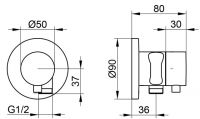 Vorschau: Keuco IXMO 3-Wege Ab-u.Umstellventil rund m. Schlauchanschl. u. Brausehalter Griff Comfort