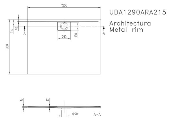 Villeroy&Boch Architectura MetalRim Duschwanne, 120x90cm, weiß UDA1290ARA215CV-01