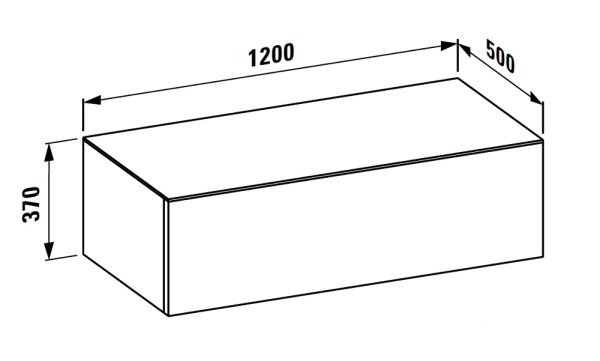 Laufen IL BAGNO ALESSI ONE Schubladenelement 1200 ohne Ausschnitt, Top Calce Avorio, techn. Zeichnung