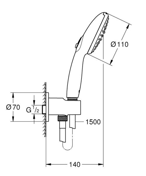 Grohe Tempesta 110 Wandhalterset mit Wandanschlussbogen schwarz matt