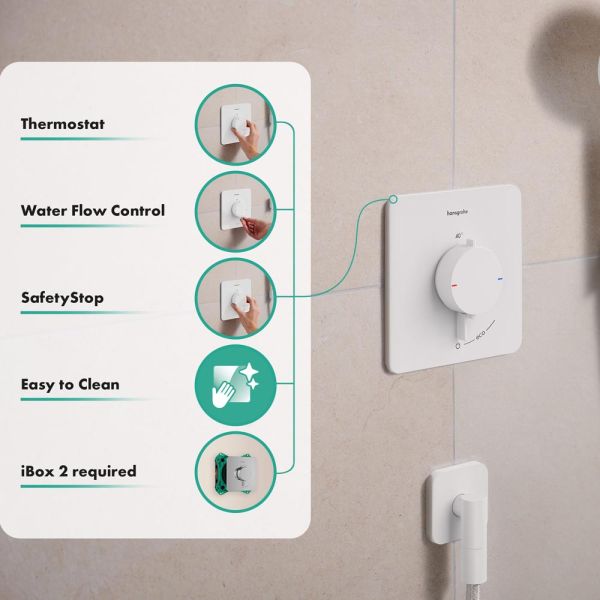 hansgrohe Ecostat Comfort Q Thermostat Unterputz für 2 Funktionen, weiß matt