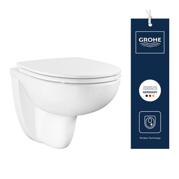 Grohe Bau Keramik Set Wand-Tiefspül-WC mit Soft-Close-WC-Sitz, weiß