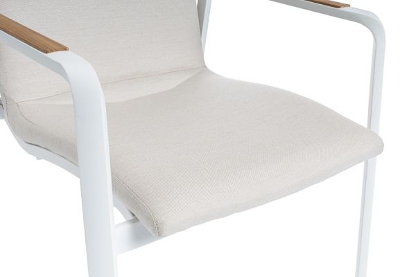 KETTLER DINING DIAMOND Stapelsessel Sunbrella®, weiß matt natte linen chalk 0103902-5820