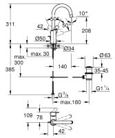 Vorschau: Grohe Eurosmart Waschtischbatterie L-Size mit Ablaufgarnitur, schwenkbar, chrom