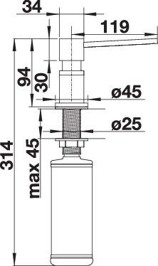 Blanco Lato Spülmittelspender 300ml, satin dark steel