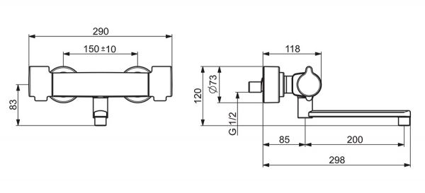 Hansa Hansaclinica Waschtisch-Thermostat-Wandbatterie, 285mm, chrom