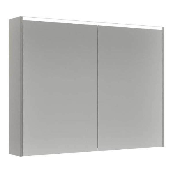 Burgbad Devio Spiegelschrank 100x76cm, LED-Beleuchtung, 2 Spiegeltüren, veloursgrau matt SPWD100F7216 