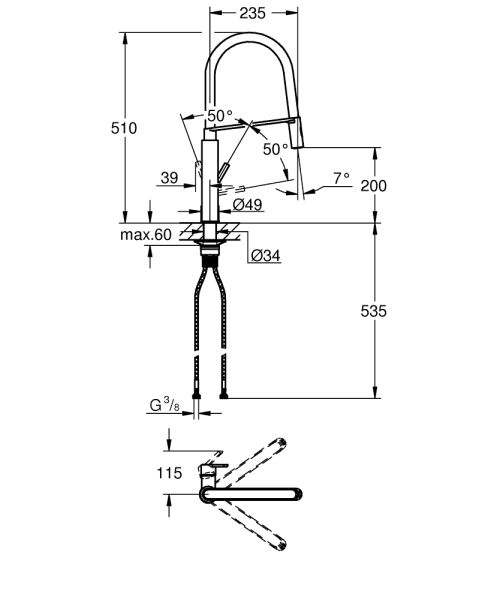 Grohe Feel Einhand-Spültischbatterie mit flexiblem Auslauf