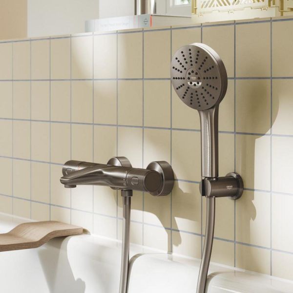 Grohe Precision Feel Thermostat-Wannenbatterie mit ProGrip Rändelstruktur, hard graphite gebürstet 34788AL0 