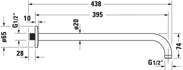 Duravit Brausearm 41cm, rund, edelstahl gebürstet