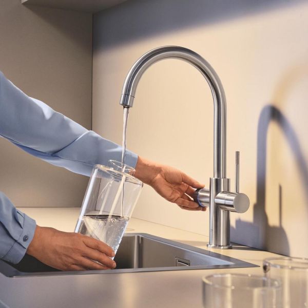 Grohe Blue 2.0 5-in-1-Armatur, C-Auslauf, supersteel 104416DC01