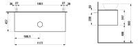 Vorschau: Laufen The New Classic Schubladenelement 118cm, 1 Schublade, Ausschnitt Mitte, zu WT 81285.0.1.2.3 techn. Zeichnung