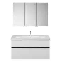 Vorschau: Burgbad Eqio Badmöbel-Set 123cm, Spiegelschrank, Keramik-Waschtisch und WT-Unterschrank