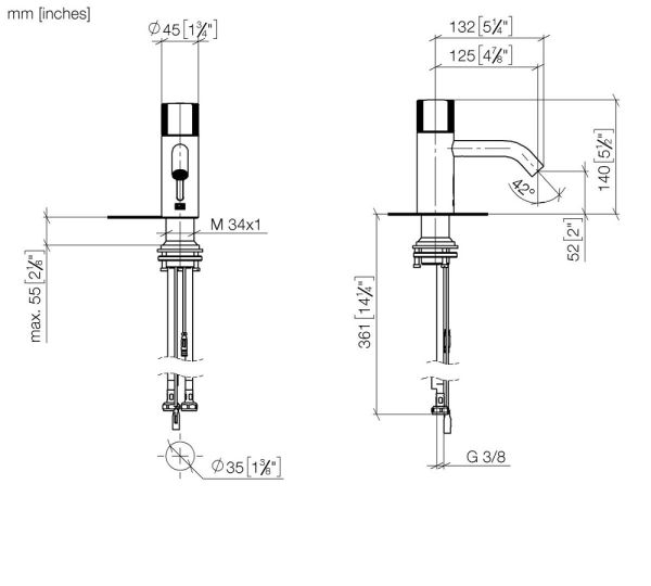 Dornbracht META Infrarot-Waschtischarmatur, Netzbetrieb