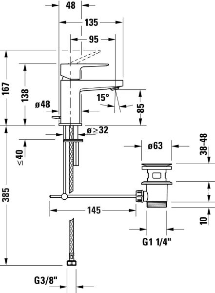 Duravit Manhattan Einhebel-Waschtischarmatur S mit Zugstangen-Ablaufgarnitur, chrom MH1012001010