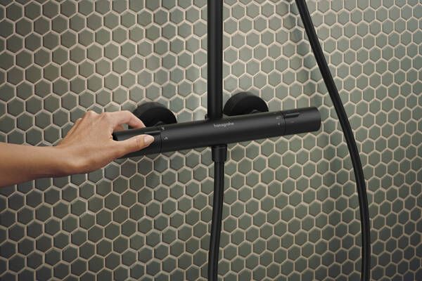 hansgrohe Activera Q Duschsystem 290 1jet mit EcoSmart & Ecostat Fine, schwarz matt