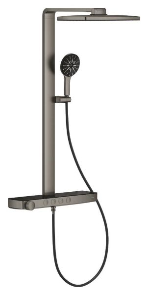 Grohe Rainshower Aqua Pure Duschsystem mit Thermostatbatterie, hard graphite gebürstet/schwarz 100961AL00