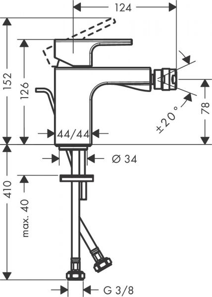 Hansgrohe Vernis Shape Einhebel-Bidetmischer mit Zugstangen-Ablaufgarnitur, chrom