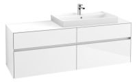 Villeroy&Boch Collaro Waschtischunterschrank passend zu Aufsatzwaschtisch 4A338G, 4 Auszüge, 160cm glossy white, C02700DH