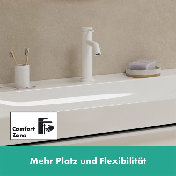 Hansgrohe Tecturis S Waschtischarmatur 110 CoolStart wassersparend+ mit Zugstange, weiß matt