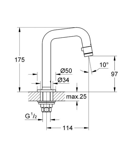 Grohe Universal Waschtisch-Standventil, 7°-Auslauf, chrom