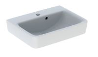 Vorschau: Geberit Renova Plan Handwaschbecken mit asymmetrischem Überlauf, mit 1 Hahnloch, 50x38cm, weiß