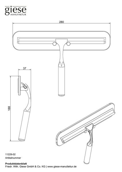 Giese Haken mit Glasabzieher zum Kleben mit Klebefolie, chrom/weiß