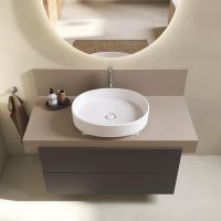 Duravit Balcoon Waschtischunterschrank 100x57x53,4cm für Aufsatzbecken, 2 Schubladen in schieferbraun matt mit Konsole in umbra matt