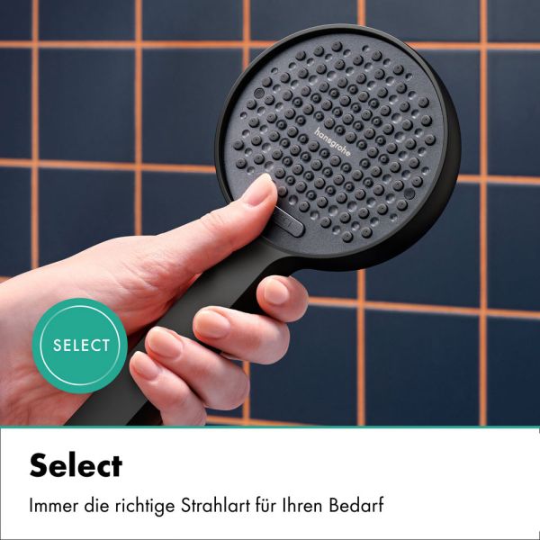 hansgrohe Activera Select S Handbrause 95 2 Strahlarten EcoSmart+ mit Booster, schwarz matt