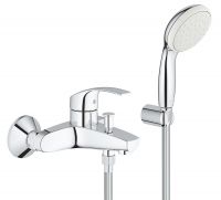 Grohe Eurosmart Wannenarmatur mit Brausegarnitur, wassersparend, chrom