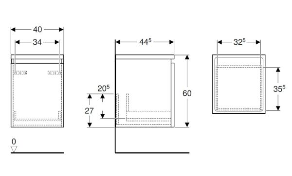 Geberit Renova Plan Seitenschrank mit einer Schublade, 40x55cm