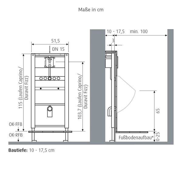 WimTec FIX UR U2 Urinal Montageelement, für Laufen Caprino