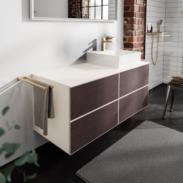 Hansgrohe Xevolos E Unterschrank 137cm für Aufsatzwaschtisch rechts mit Konsole, 4 Schubkästen