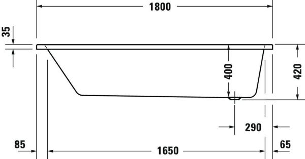 Duravit No.1 Rechteck-Badewanne 180x80cm, weiß