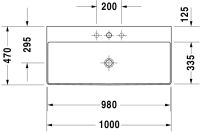 Vorschau: Duravit DuraSquare Waschtisch 100x47cm, ohne Überlauf, mit Wondergliss, mit nicht verschließbarem Ablaufventil, weiß 23531000701