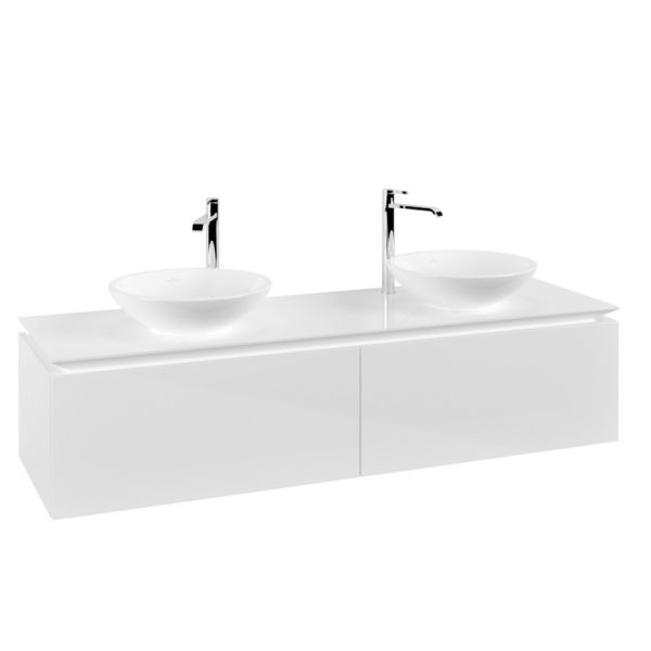 Villeroy&Boch Legato Waschtischunterschrank 160x50cm für Aufsatzwaschtisch, 2 Auszüge glossy white B59900DH
