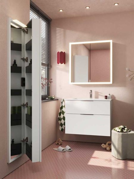 Burgbad rl20 Spiegelschrank 81x80cm mit Lichtrahmen, Aufputz