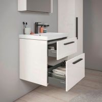 Vorschau: Duravit D-Code 2.0 Halbhochschrank 40x132cm mit Tür, Griff schwarz, weiß glanz