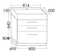 Burgbad Crono Mineralguss-Waschtisch 81,4x87x50cm mit Unterschrank, 3 Auszüge, bodenstehend SEUV081F1786C0001G0141