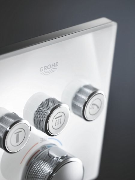 Grohe Grohtherm SmartControl Thermostat, 3 Absperrventile, eckig, chrom/moon white