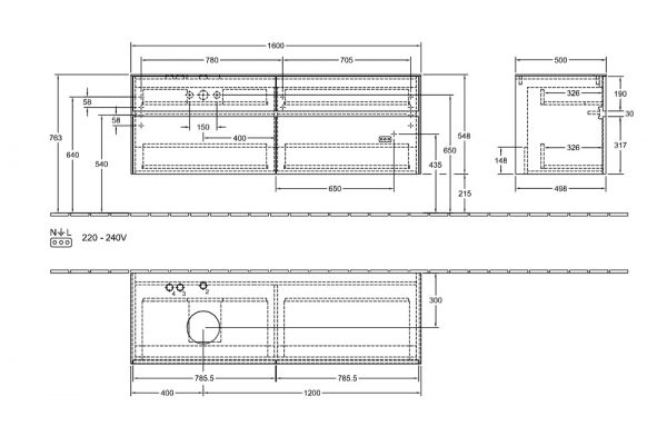 Villeroy&Boch Collaro Waschtischunterschrank 160cm für Aufsatzwaschtisch 4A18/4