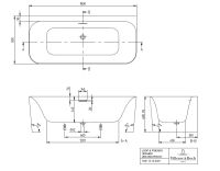 Vorschau: Villeroy&Boch Loop&Friends Square Duo Vorwand-Badewanne, 180x80cm, weiß technische Zeichnung