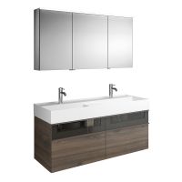Vorschau: Burgbad Yumo Badmöbel-Set 131,5cm Doppelwaschtisch & Unterschrank & Spiegelschrank