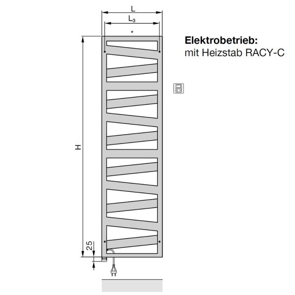 Zehnder Ribbon Badheizkörper elektrisch, mit RACY-C